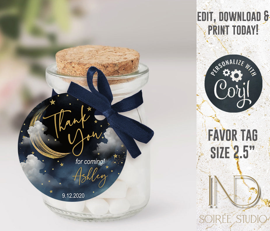 Twinkle Little Star Baby Shower Invitation Editable Template | Neutral Sky & Stars Galaxy Theme | Printable Instant Download