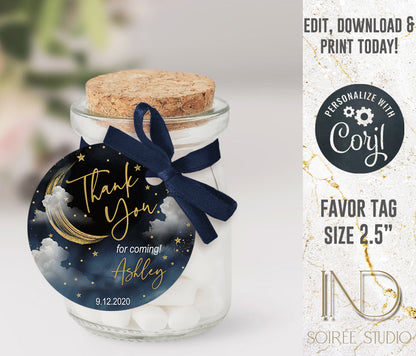 Twinkle Little Star Baby Shower Invitation Editable Template | Neutral Sky & Stars Galaxy Theme | Printable Instant Download