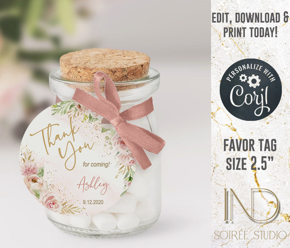 Blush Pink Baby Shower Invitation Girl | Pink Floral Sweet Baby Girl | Gold Pink Watercolor | Printable Digital Template | Instant Download
