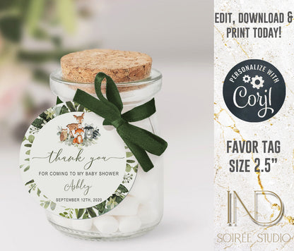 Woodland Baby Shower Invitation & Party Bundle | Editable Corjl Template | Instant Download