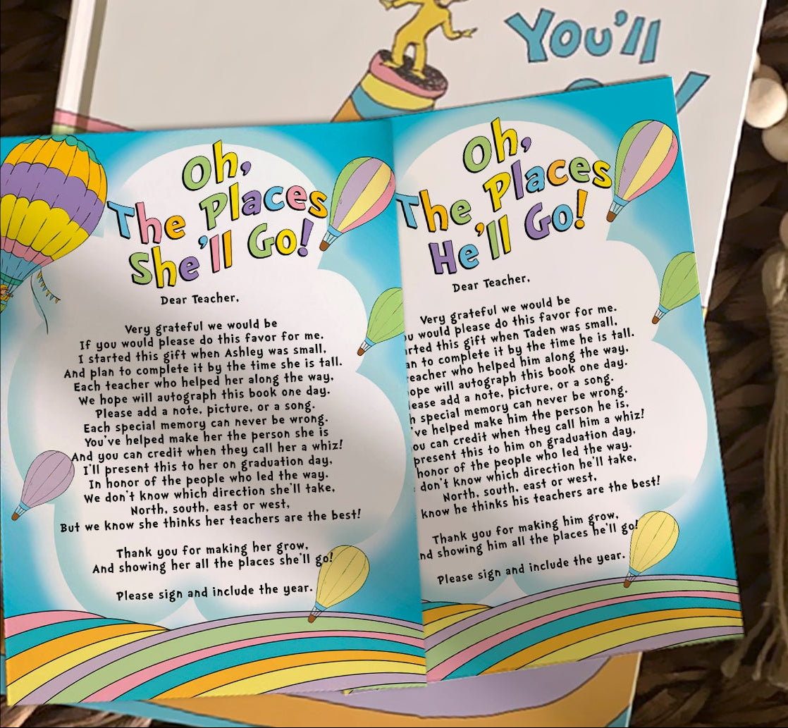 Instruction Card for Teacher, Graduation Keepsake Letter, End of School Memory Note, Boy & Girl, Rainbow Pastel Template, Instant Download, Editable