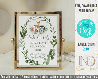 Woodland Baby Shower Invitation & Party Bundle | Editable Corjl Template | Instant Download