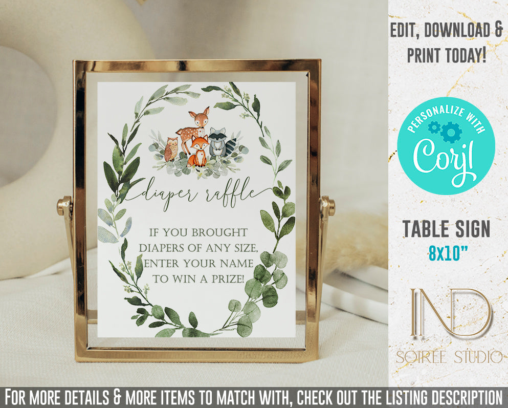 Woodland Baby Shower Invitation & Party Bundle | Editable Corjl Template | Instant Download