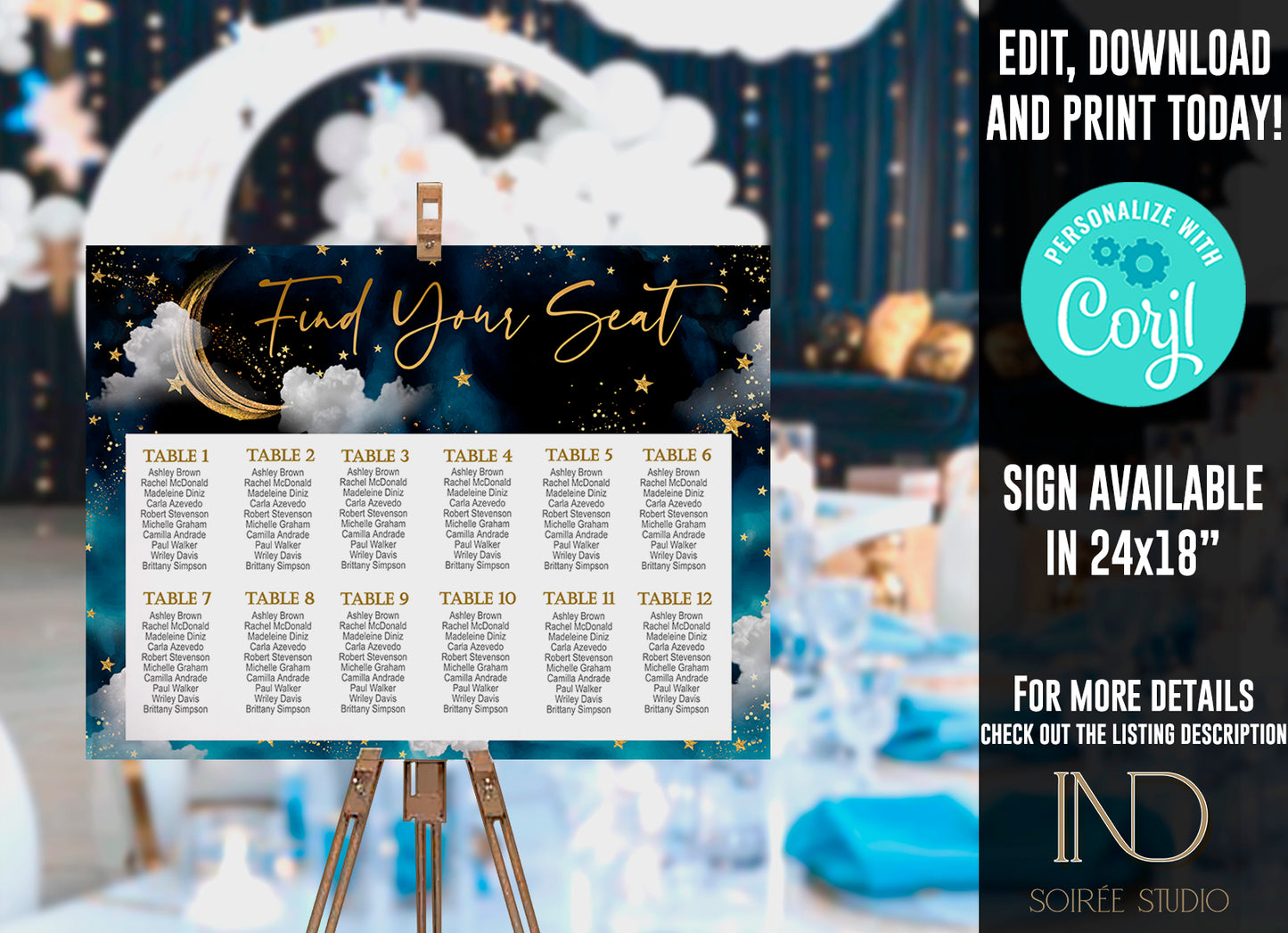 Twinkle Little Star Baby Shower Invitation Editable Template | Neutral Sky & Stars Galaxy Theme | Printable Instant Download