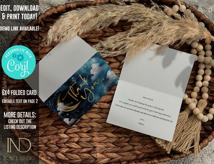Sweet 16 Invitation & Party Bundle | A Night Under the Stars Theme | Editable Corjl Template | Printable Digital Download