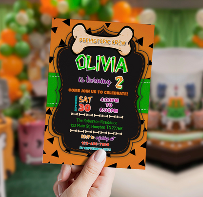 Prehistoric Caveman Birthday Invitation & Party Bundle | Stone Age Editable Printable Corjl Template | Instant Download