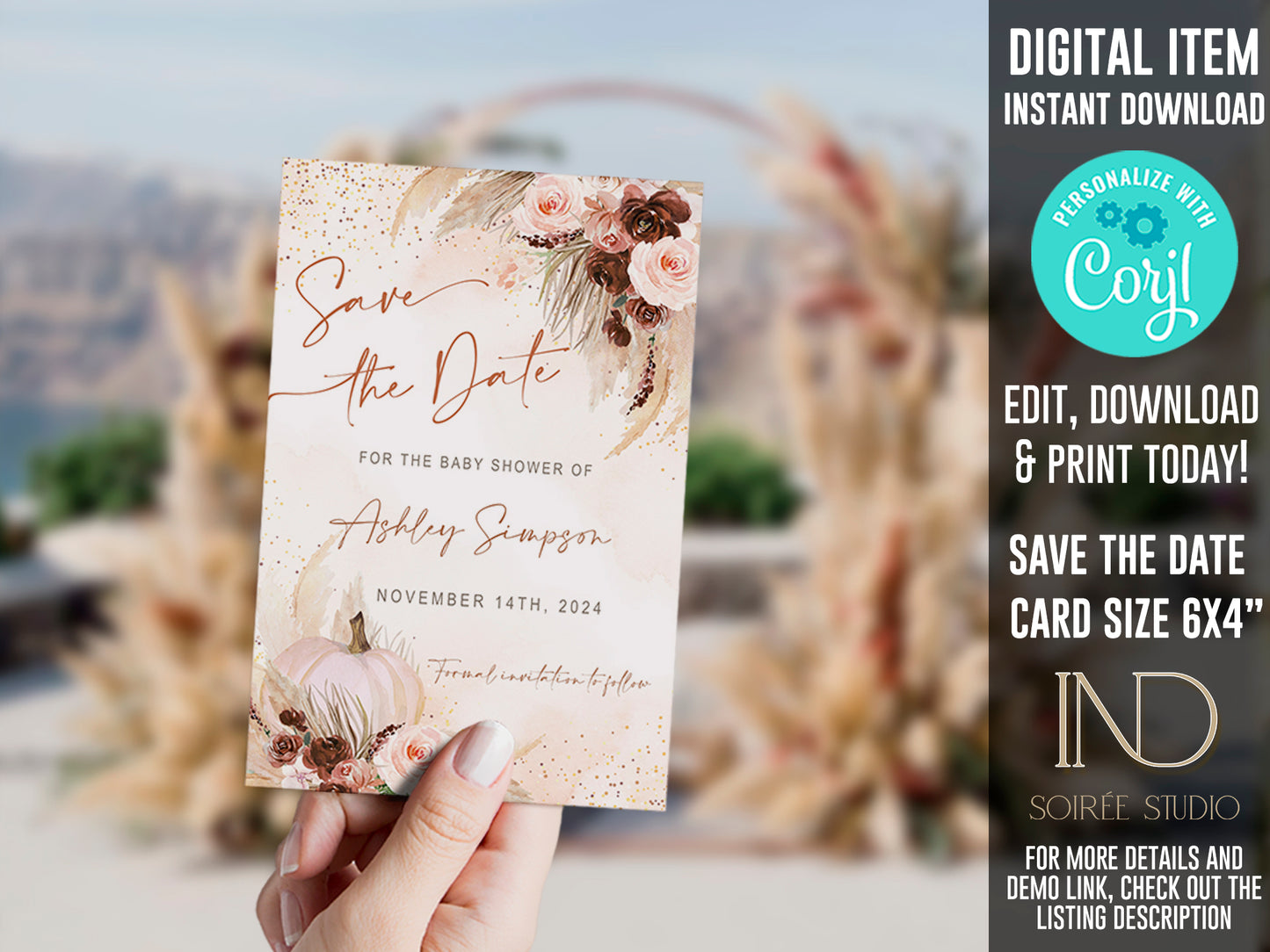 Little Pumpkin Baby Shower Invitation & Party Bundle | Editable Corjl Template | Instant Download