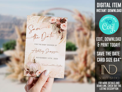 Little Pumpkin Baby Shower Invitation & Party Bundle | Editable Corjl Template | Instant Download