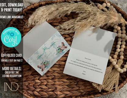 Mallard Duck Baby Shower Invitation Set | Light Blue Toile Woodland Gender Neutral Duckling Printable Template