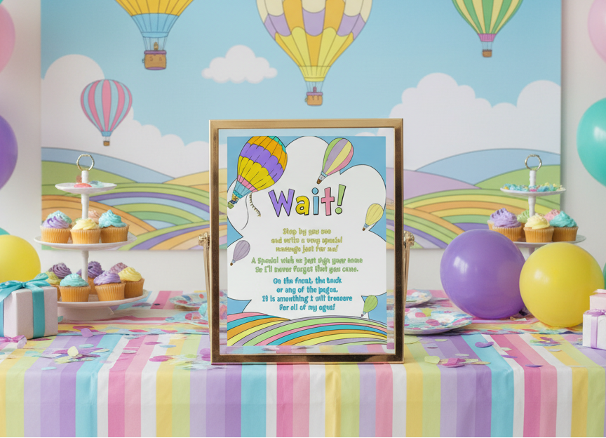 Teacher Message Card Printable, Guest Book Sign or Instruction Card, Graduation Memory, Baby Shower, First Birthday, Rainbow Pastel, Instant Download