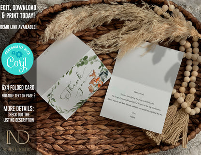 Woodland Baby Shower Invitation & Party Bundle | Editable Corjl Template | Instant Download