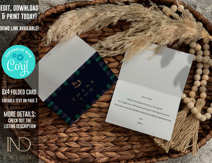 Tartan Plaid Baby Shower Invitation & Bundle | Equestrian Rocking Horse | Navy Green Preppy Winter Baby Sprinkle | Full Set Digital Download