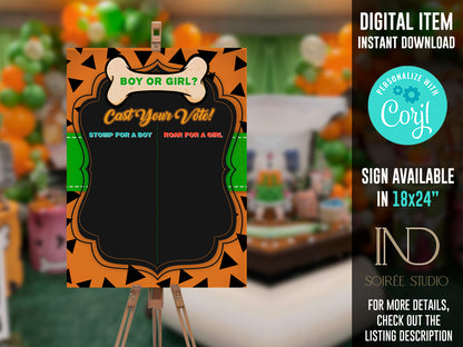 Prehistoric Caveman Gender Reveal Invitation & Party Bundle | Stone Age Editable Printable Corjl Template | Instant Download