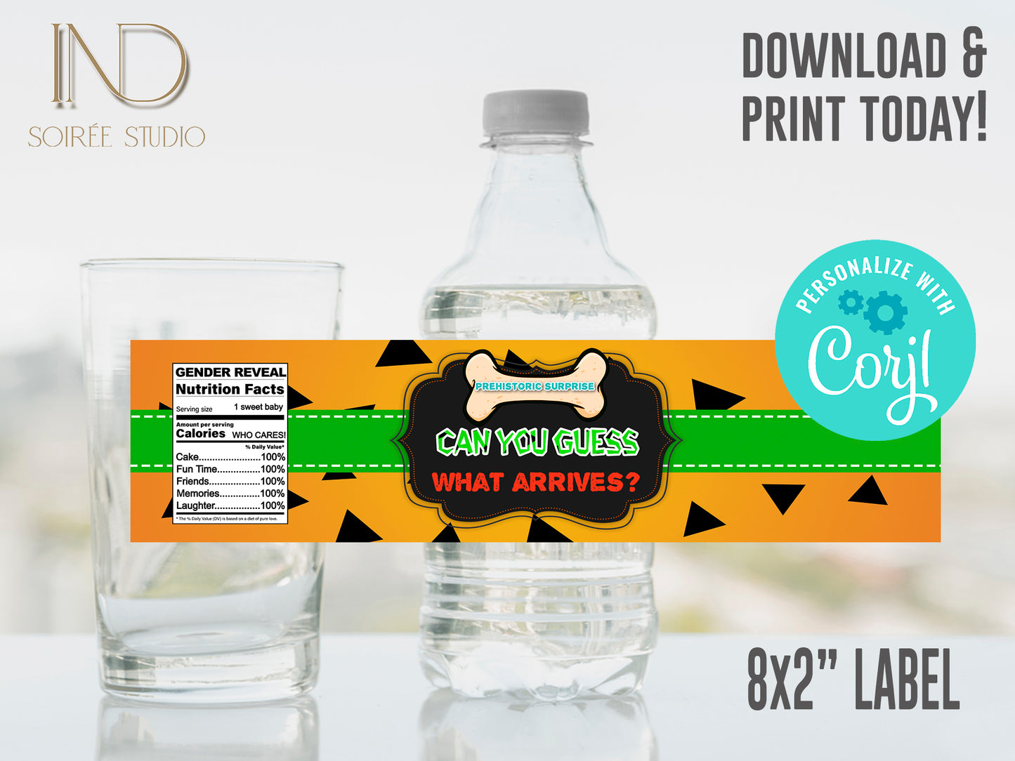 Prehistoric Caveman Gender Reveal Invitation & Party Bundle | Stone Age Editable Printable Corjl Template | Instant Download