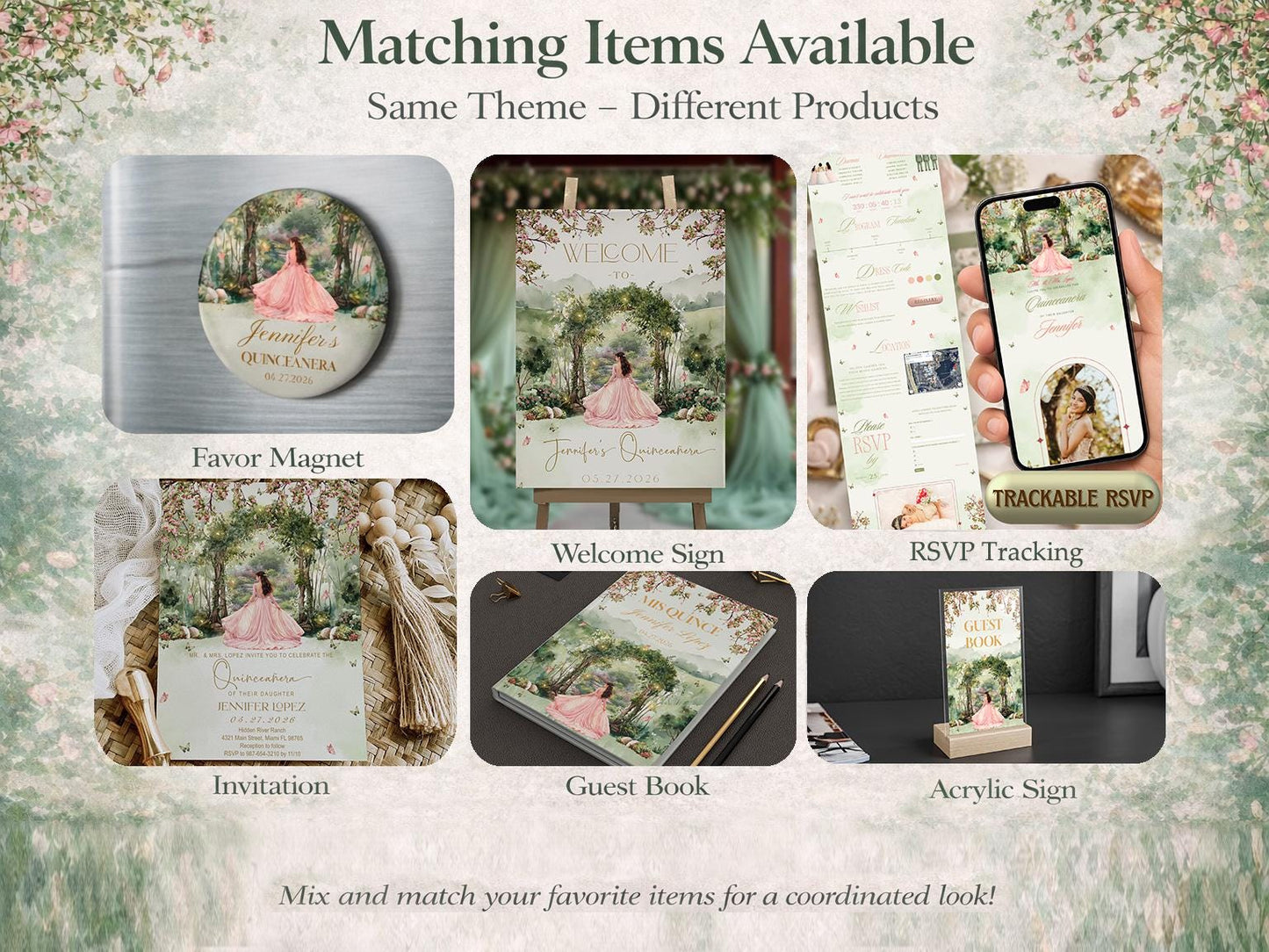 Enchanted Forest Quinceañera Website Template | RSVP Site with Countdown & Map | Editable Canva Online Invitation