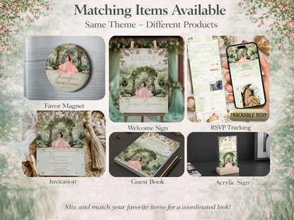 Enchanted Forest Quinceañera Website Template | RSVP Site with Countdown & Map | Editable Canva Online Invitation