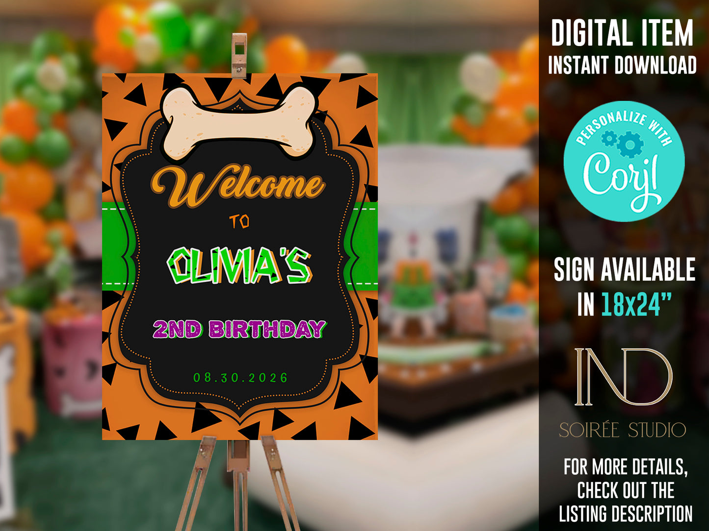 Prehistoric Caveman Birthday Invitation & Party Bundle | Stone Age Editable Printable Corjl Template | Instant Download
