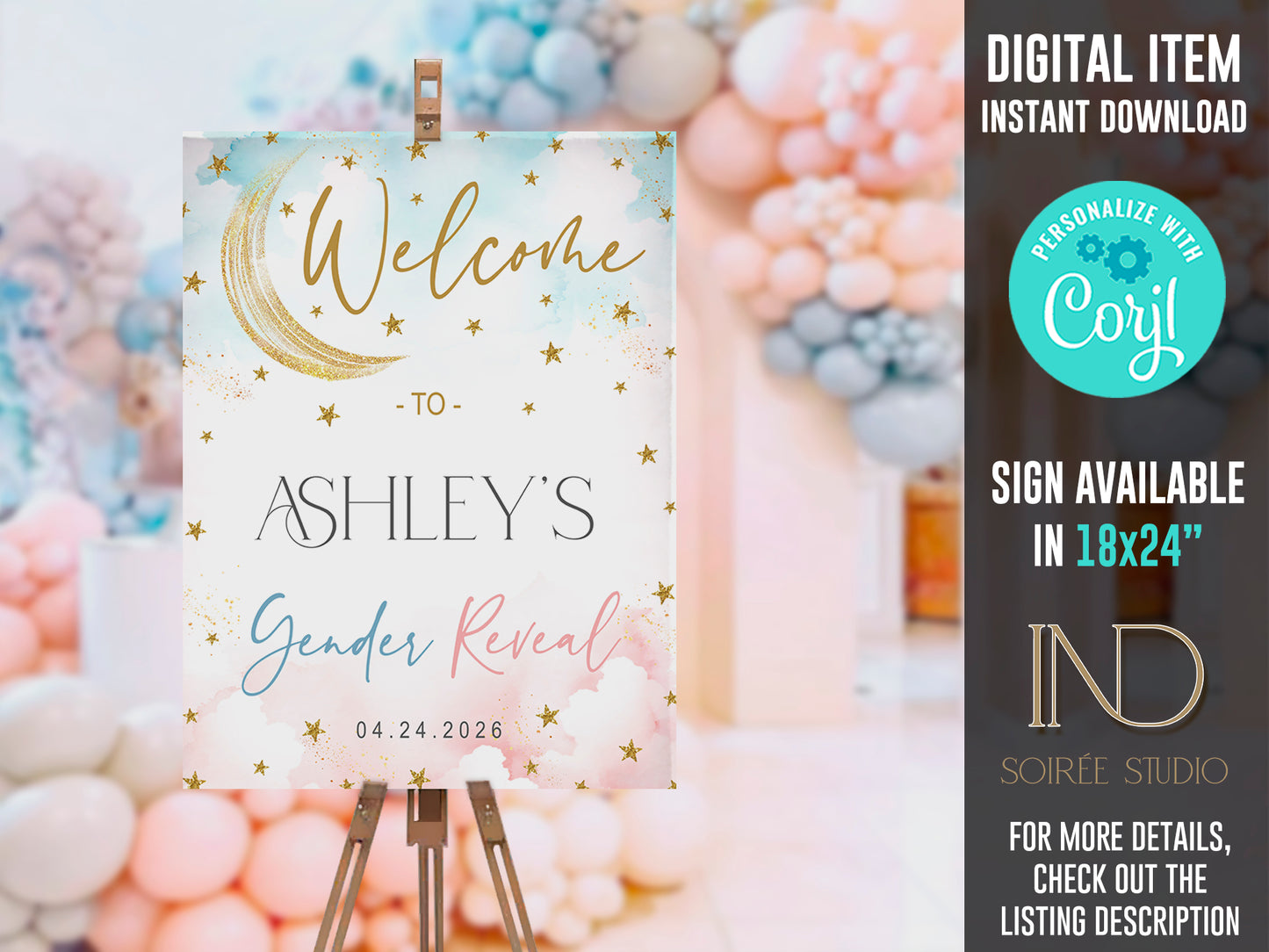 Twinkle Little Star Gender Reveal Game Bundle | Printable Baby Shower Voting Board, Invitation & Party Decor | Instant Download