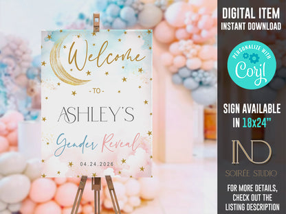 Twinkle Little Star Gender Reveal Game Bundle | Printable Baby Shower Voting Board, Invitation & Party Decor | Instant Download