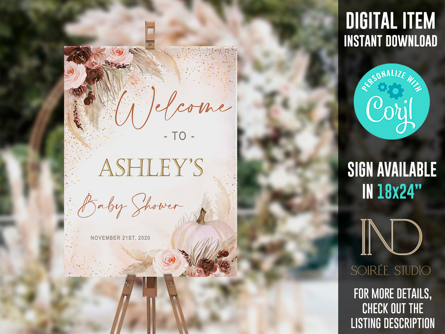 Little Pumpkin Baby Shower Invitation & Party Bundle | Editable Corjl Template | Instant Download